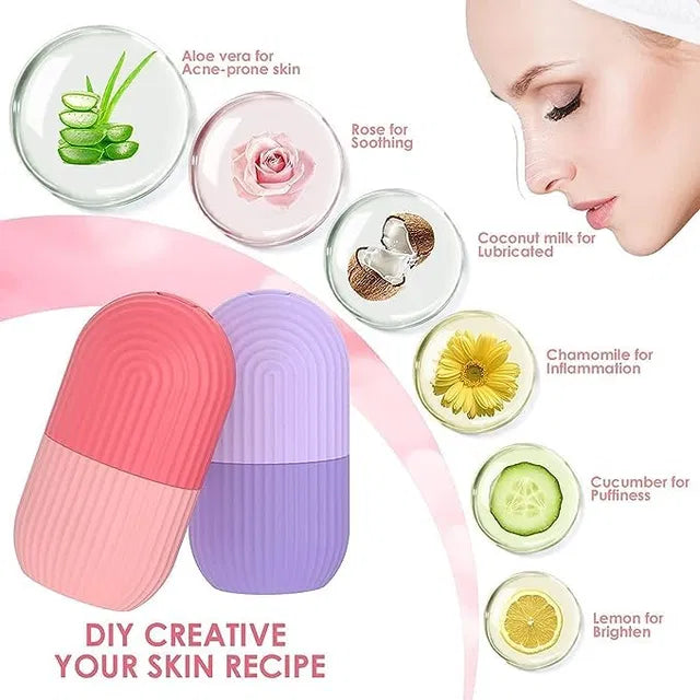 Ice Face Roller Silicone Facial Cube for Eyes Neck Massage Remove Dark Circle Pore Shrink Face - DS Nexa