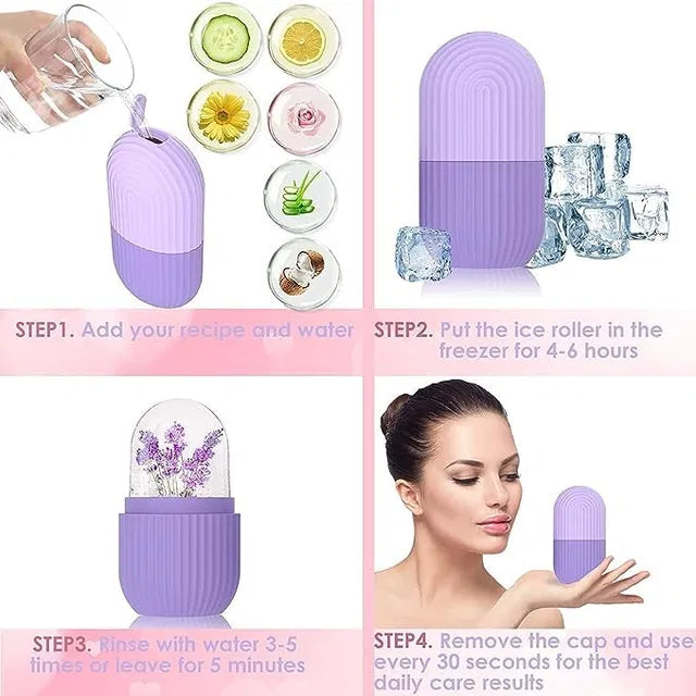 Ice Face Roller Silicone Facial Cube for Eyes Neck Massage Remove Dark Circle Pore Shrink Face - DS Nexa