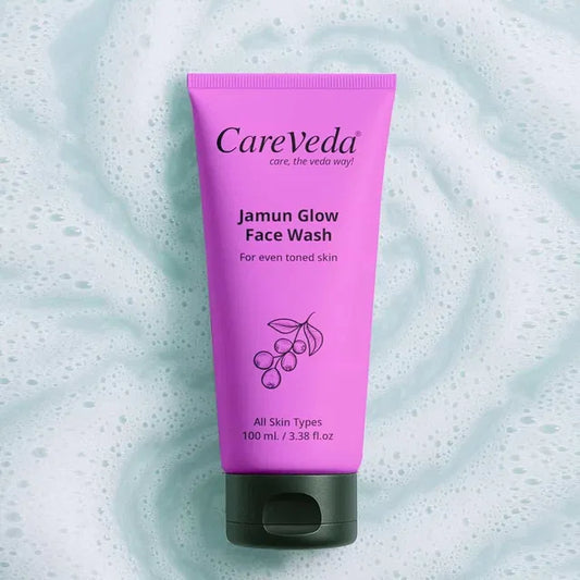 Careveda Jamun Glow face wash purple squeeze tube with flip cap